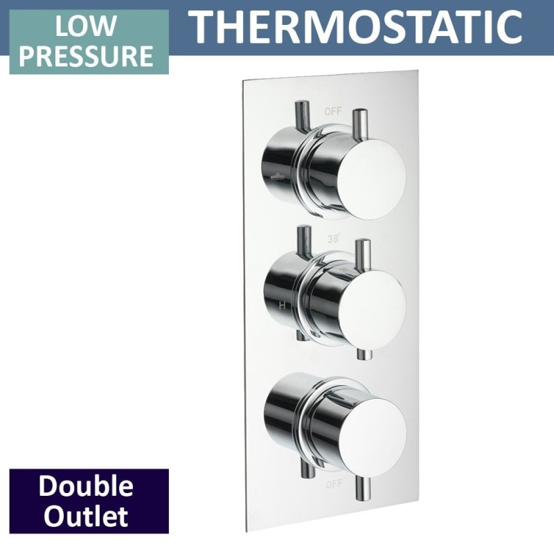 Ohio Triple Thermostatic Shower Valve with 2 Outlets (controls 2 functions, simultaneously)