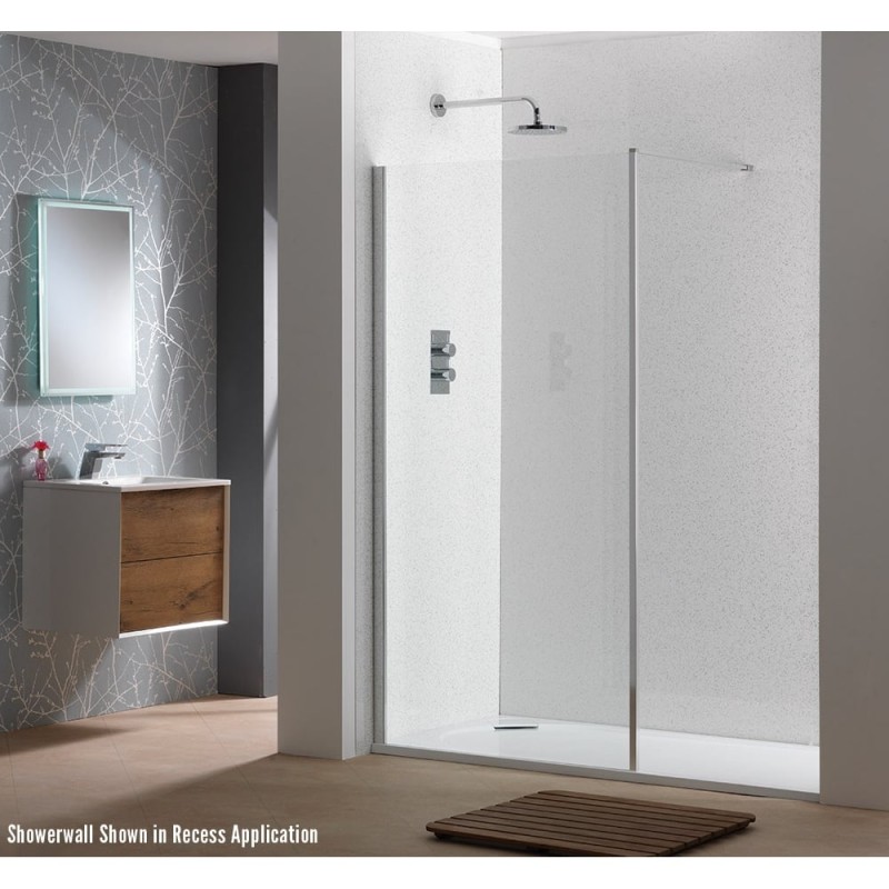 Classic Nouveau 6mm Shower Wall with Polished Silver Frame & Easy-Clean Glass