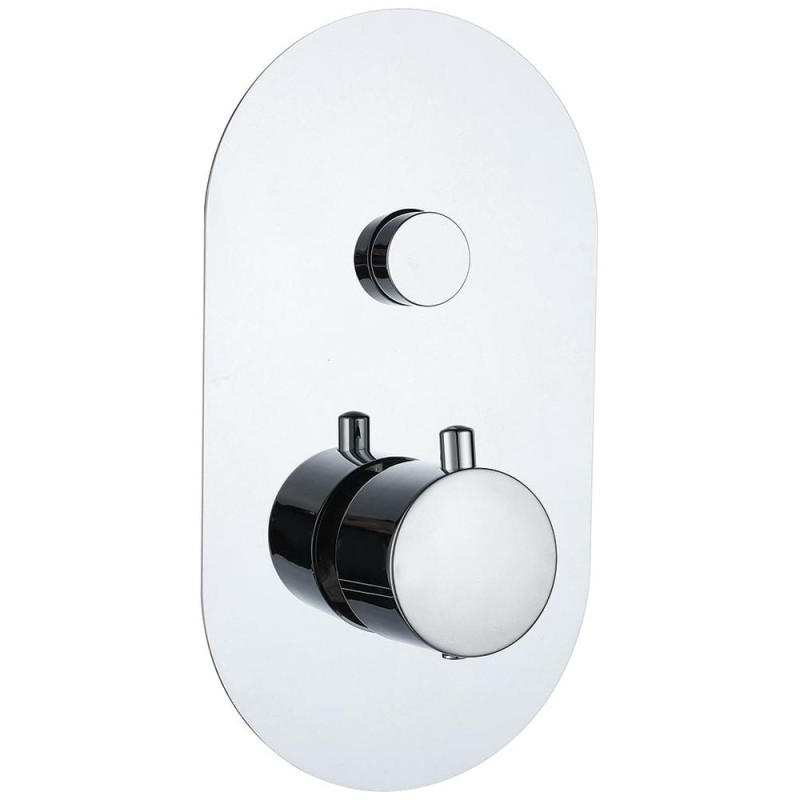 Rimini Round Single Thermostatic Push-Button Shower Valve with 1 Outlet (controls 1 function)