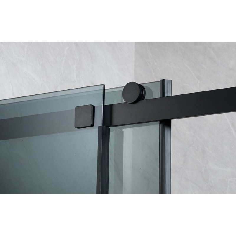 Ascent Premier 8mm Roller Sliding Door - Clear Glass/Black Frame