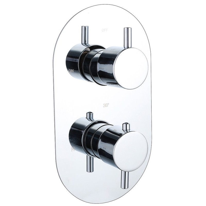 Ebony Round Twin Thermostatic Shower Valve with 1 Outlet (controls 1 function)