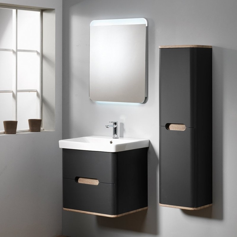 Roma 60 Wall-Hung Base Unit & Basin with Optional Column - Graphite