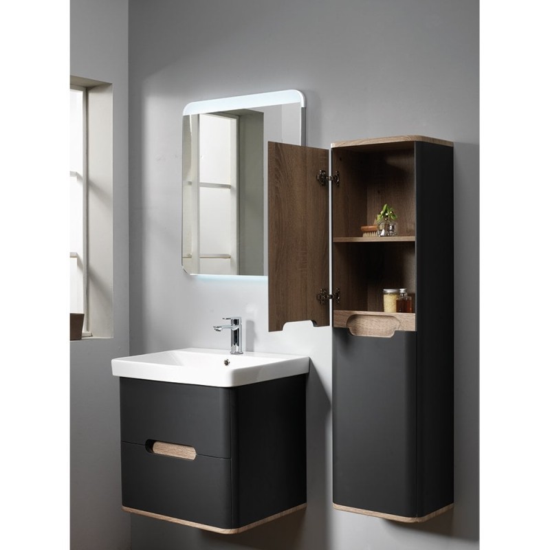 Roma 60 Wall-Hung Base Unit & Basin with Optional Column - Graphite