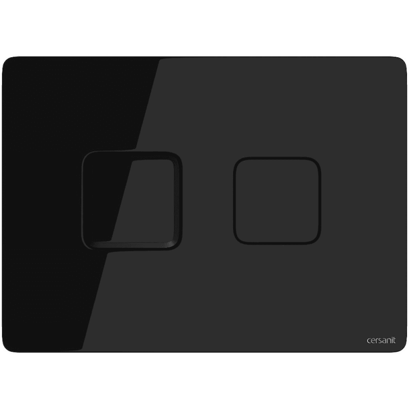 Accento Square Pneumatic Flush Plate - Black Glass