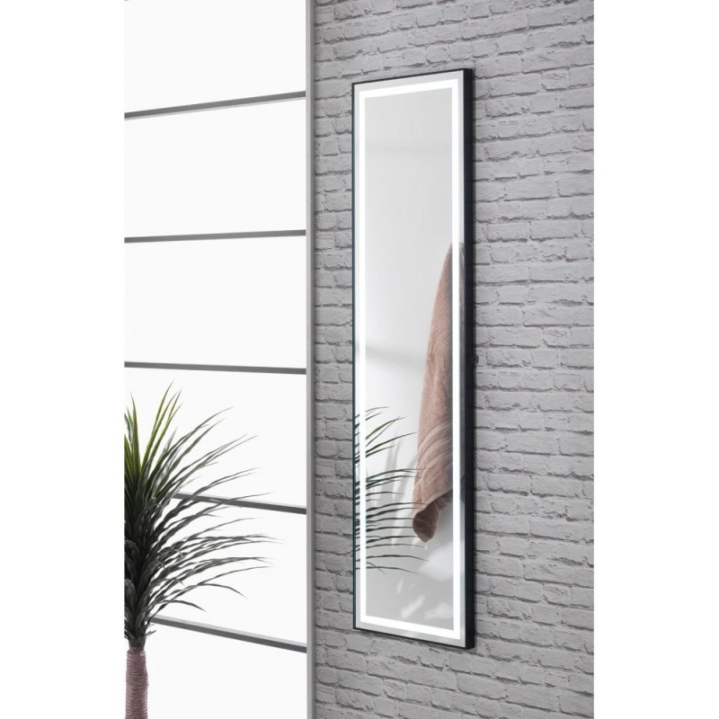 Porto Battery Operated Mirror with Black Frame & LED Light Surround (Floorstanding or Wall-Hung)