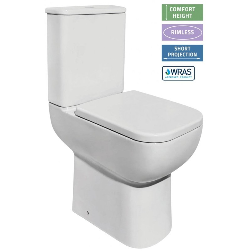 Aveiro Tall Rimless Open Sided WC including Soft Close Seat