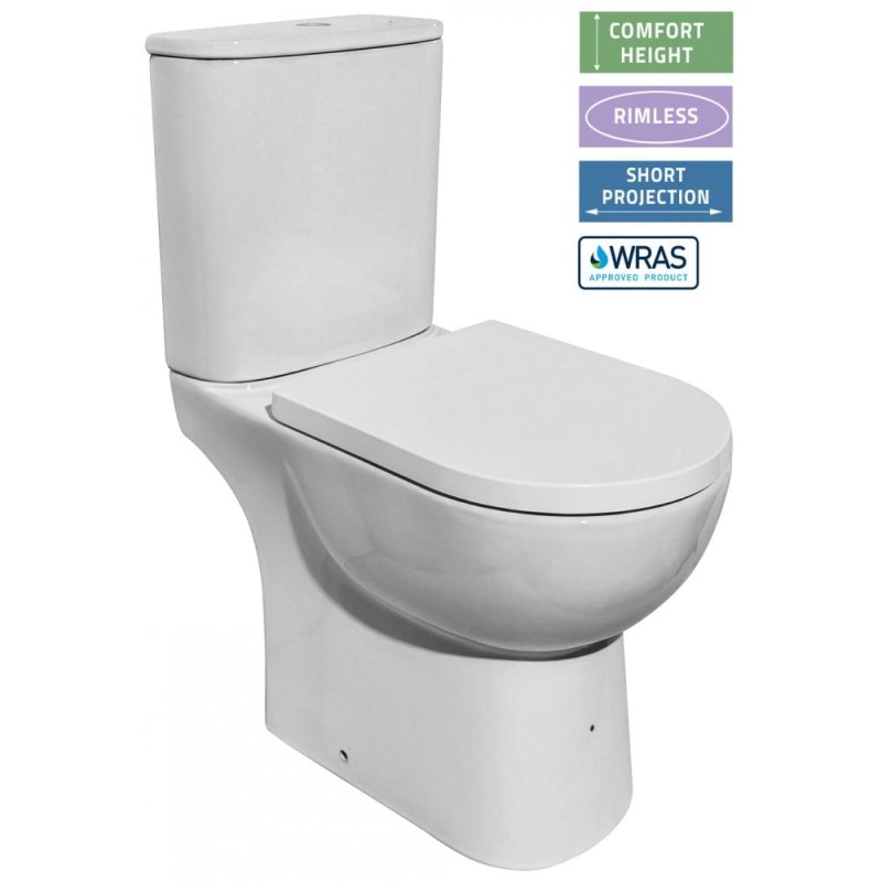 Estoril Tall Rimless Open Sided WC including Soft Close Seat